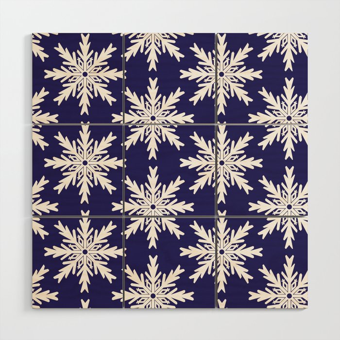 Christmas Snowflakes Blue-Magenta Wood Wall Art