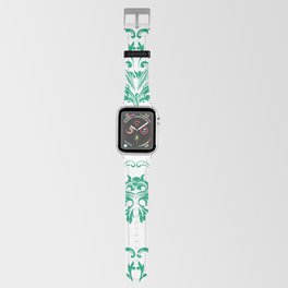 Green and White Damask Scroll Pattern Pairs Dunn and Edwards 2022 Trending Color Rain Forest DE5684 Apple Watch Band