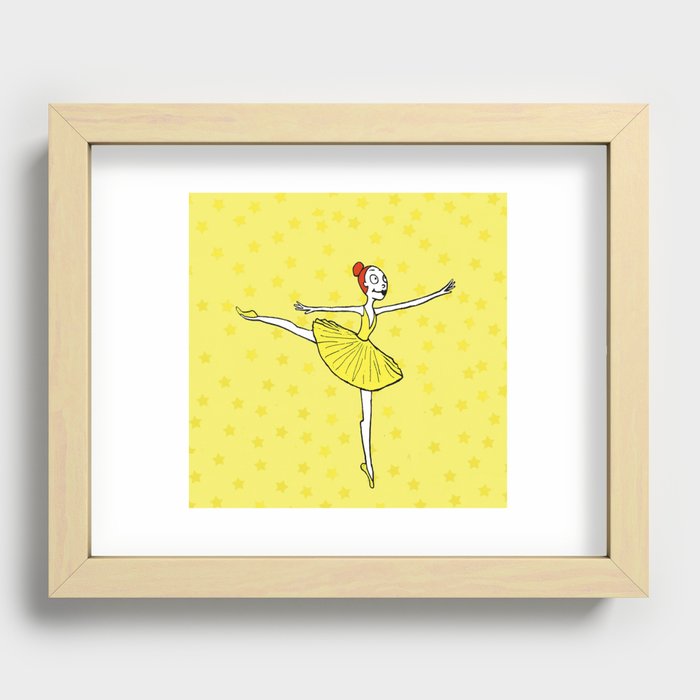 Ballet girl yellow arabesque Recessed Framed Print