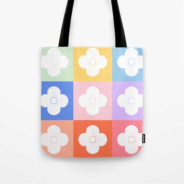 Rainbow Pop-art Penciled Daisies Tote Bag
