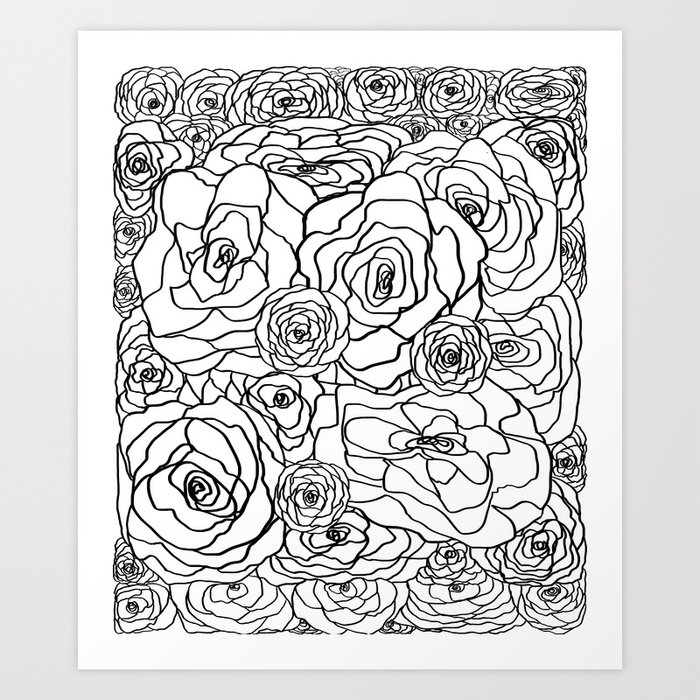 Rosebush Pen Drawing Print