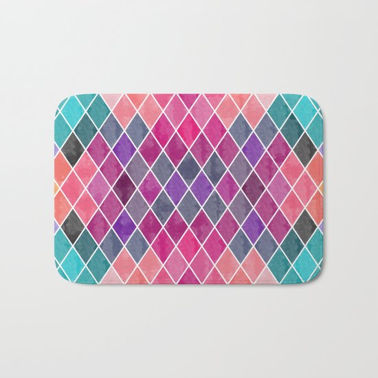 Watercolor Geometric Pattern Bath Mat