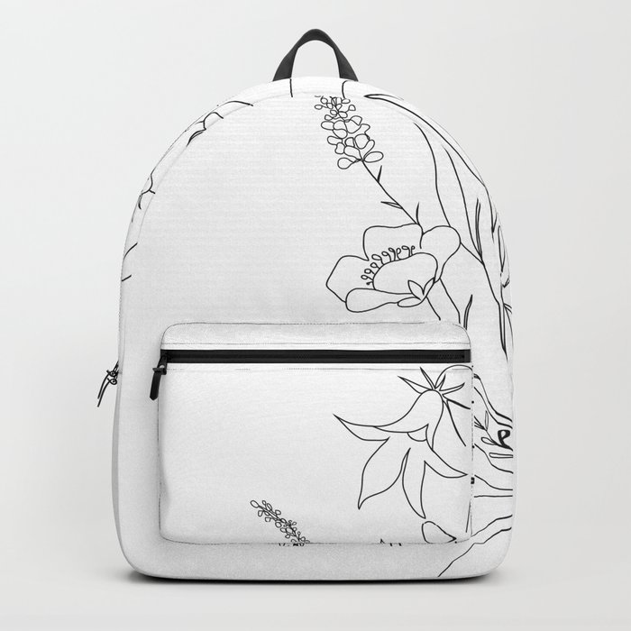 Small Wildflowers Minimalist Line Art Backpack by Nadja Society6