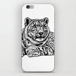 Snow leopard - ink illustration iPhone Skin