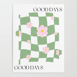 flower checkers good days print Poster
