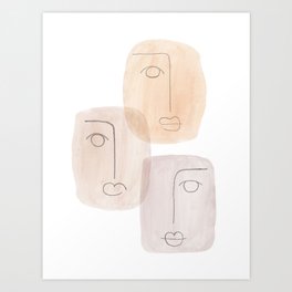 Pastel abstract faces Art Print