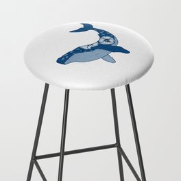 Floral Humpback Whale in Blue Bar Stool