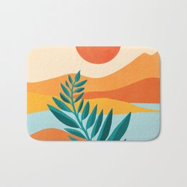 Mountain Sunset Colorful Landscape Illustration Bath Mat