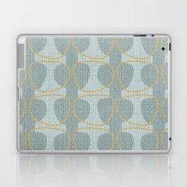 Aqua and Gold Mid Century Modern Abstract Ovals Laptop Skin