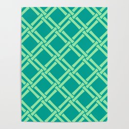 Classic Bamboo Trellis Pattern 242 Mint Green and Turquoise Poster