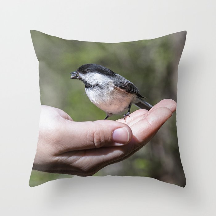 A bird in the hand Throw Pillow