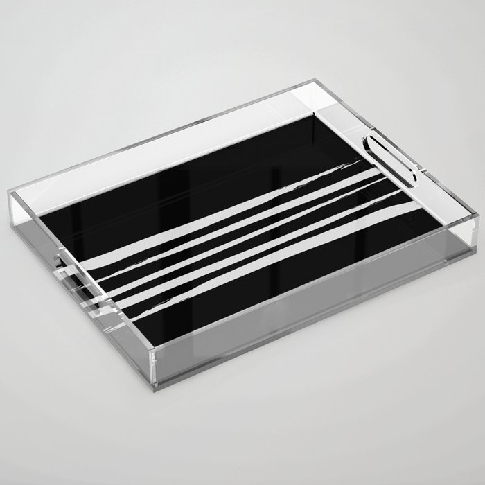 Inkaa - Black and White Colourful Summer Retro Ink Stripes Design Acrylic Tray