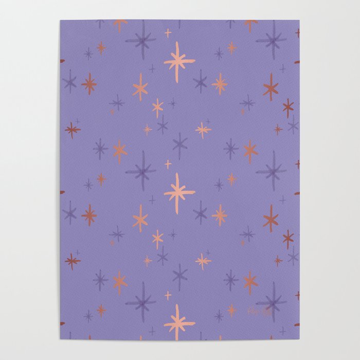 Stars Pattern - Rose Gold Palette Poster