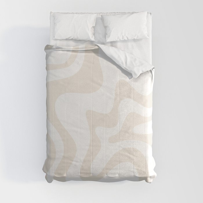 Liquid Swirl Abstract Pattern in Pale Beige and White Comforter