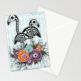 Flamingo Skeleton Halloween Composition Stationery Card