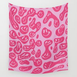 Hot Pink Dripping Smiley Wall Tapestry