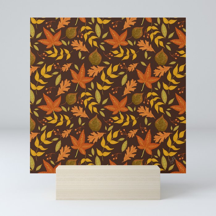 Autumn Vibes Retro Brown Mini Art Print