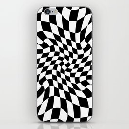 Black and White Warped Checkerboard iPhone Skin
