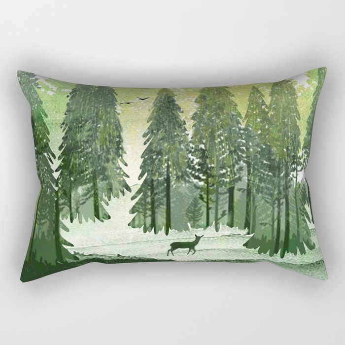 Green Forest Rectangular Pillow