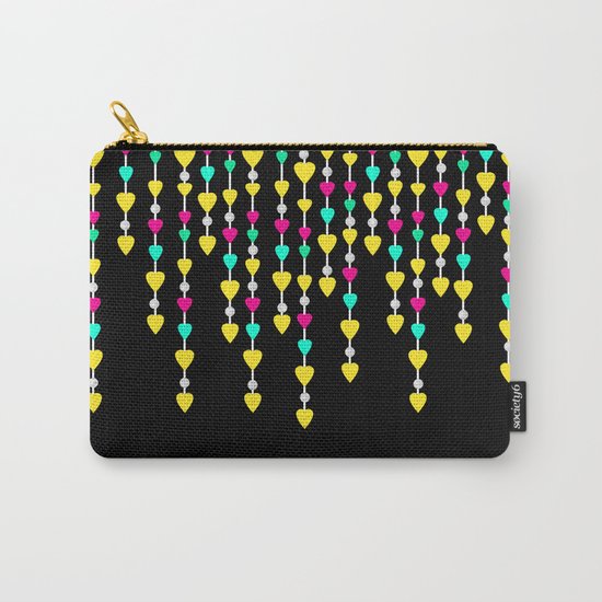 Beads and hearts yellow , pink , green . Carry-All Pouch