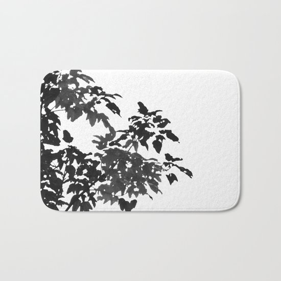 Leaves Silhouette - Black & White Bath Mat