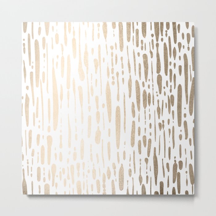 White Gold Sands Modern Vertical Dotted Lines Metal Print