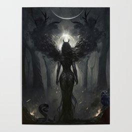 Lilith - dark goddess mother queen underworld gothic snake owl art Poster