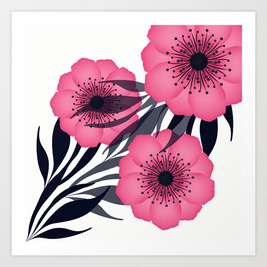 Pink flowers. Art Print