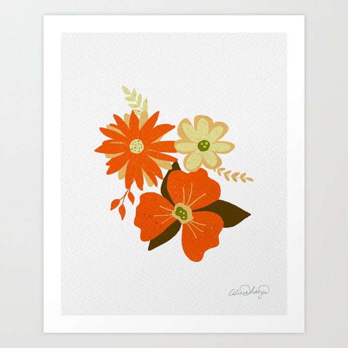 Poppin Flowers in Orange and Yellow Art Print