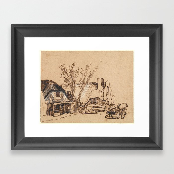 Two Cottages Rembrandt Rembrandt Van Rijn Dutch Leiden 1606