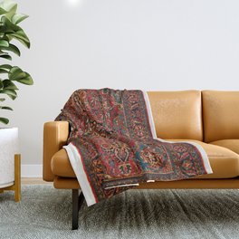 Antique Persian Sarouk Area Rug Throw Blanket
