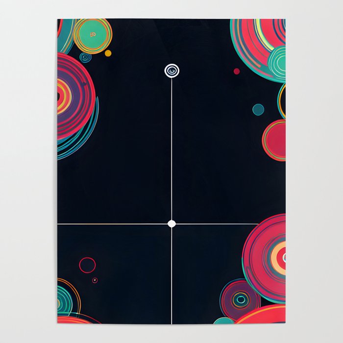Multiple colored circles on a dark background Poster
