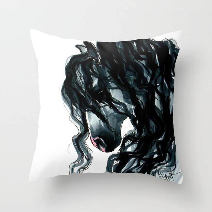 Andalusian Horse Portrait Throw Pillow