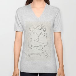 Nude sitting in a chair -  Henri Matisse V Neck T Shirt