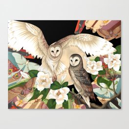 Owls + Moths Canvas Print