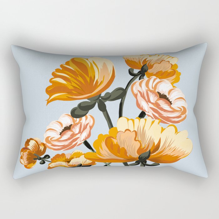 California poppies, Spring flowers warm colors, Rectangular Pillow