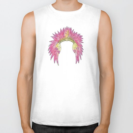 Watercolor Headdress Biker Tank