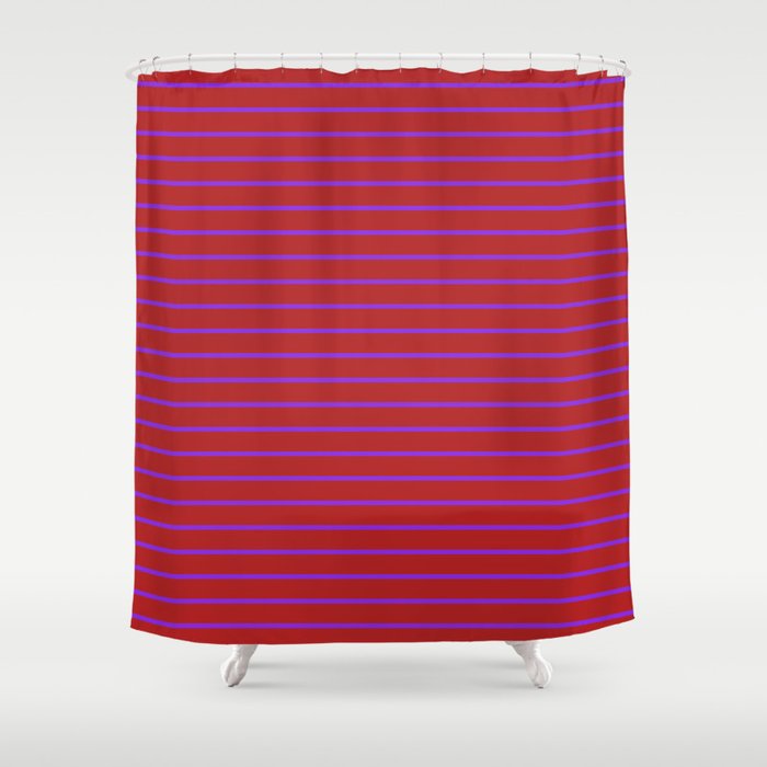 Purple and Red Colored Striped/Lined Pattern Shower Curtain