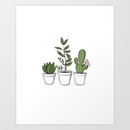 Three Little Succulents Art Print