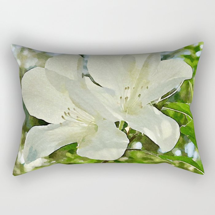The White Flower Pairing Rectangular Pillow