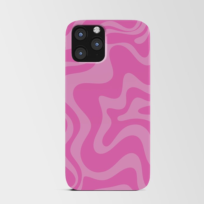 Retro Liquid Swirl Abstract Pattern in Double Y2K Pink iPhone Card Case