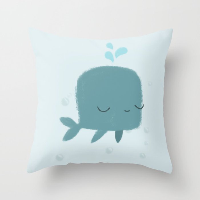 happy whale Throw Pillow