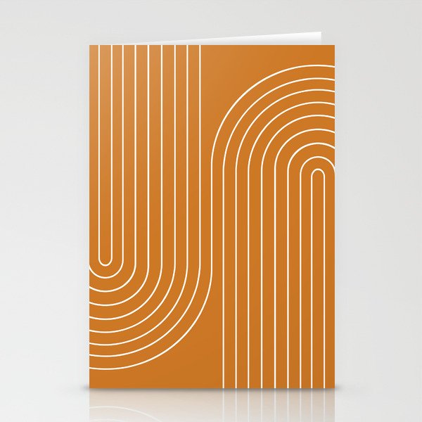 Minimal Line Curvature XCIII Bright 70s Orange Mid Century Modern Arch Abstract Stationery Cards