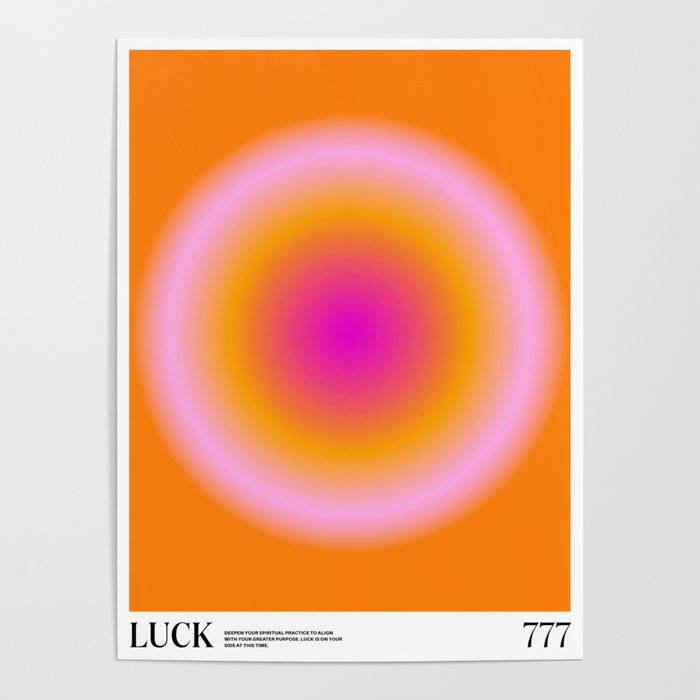 Gradient Angel Numbers: Luck Poster | Graphic-design, Digital, Typography, Gradient, Aura, Angel-numbers, Spiritual, Dorm-room, Wall-art, Art-print