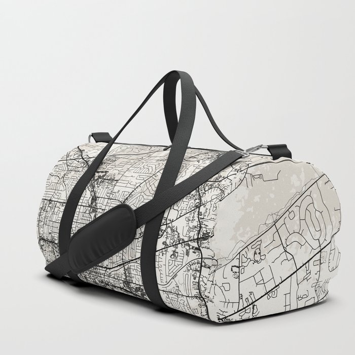 USA, Tallahassee Black&White City Map Drawing Duffle Bag