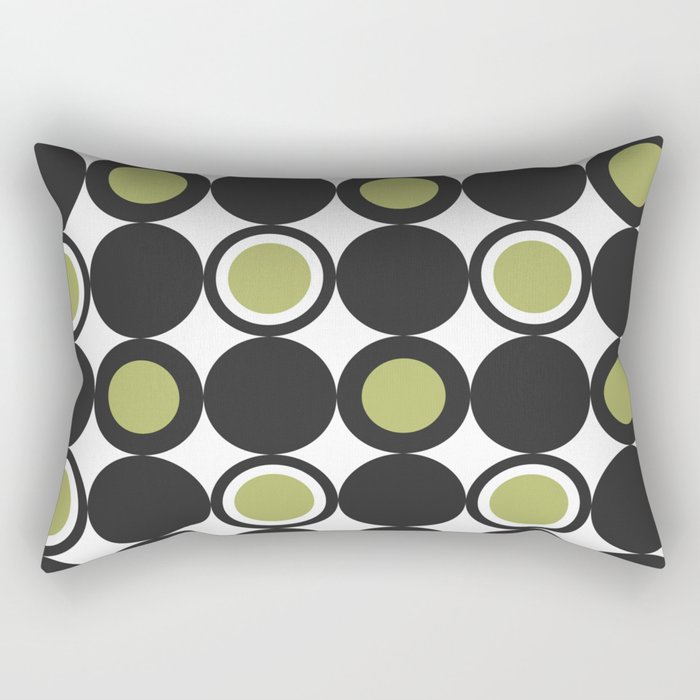 Black White & Green Circle Pattern Rectangular Pillow