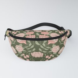 Mystery Garden Victorian Green Floral Faces Fanny Pack