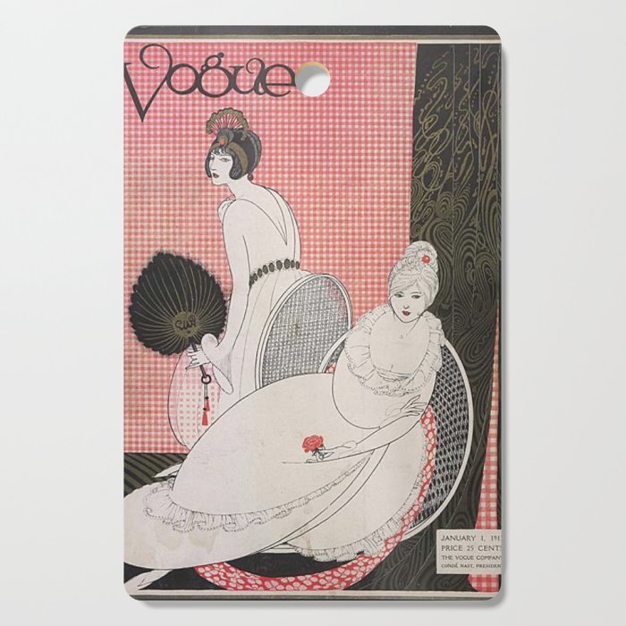 Vintage Fashion Magazine Cover Illustration January 1913 - Red Gingham Cutting Board