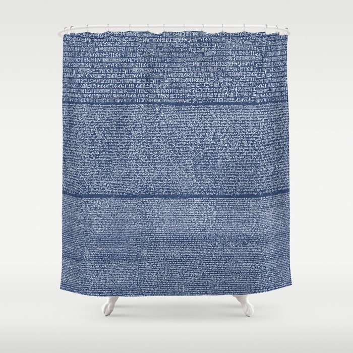 The Rosetta Stone // Navy Blue Shower Curtain
