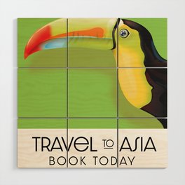 Travel to Asia Toucan travel poster Wood Wall Art